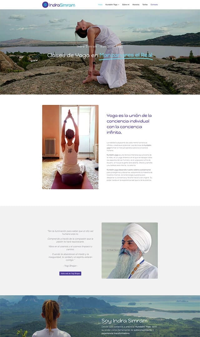 web para Indra Simram Yoga